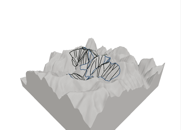 Sample 3D preview of a MONTE topographic map